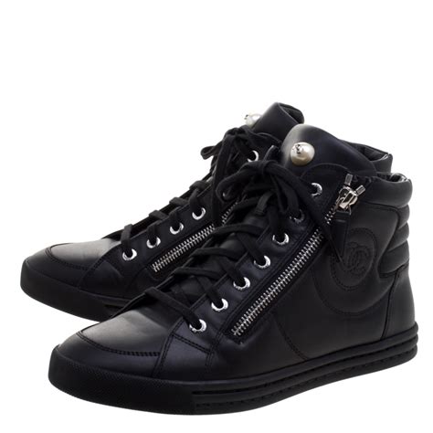 chanel black sneakers men|black chanel high top sneakers.